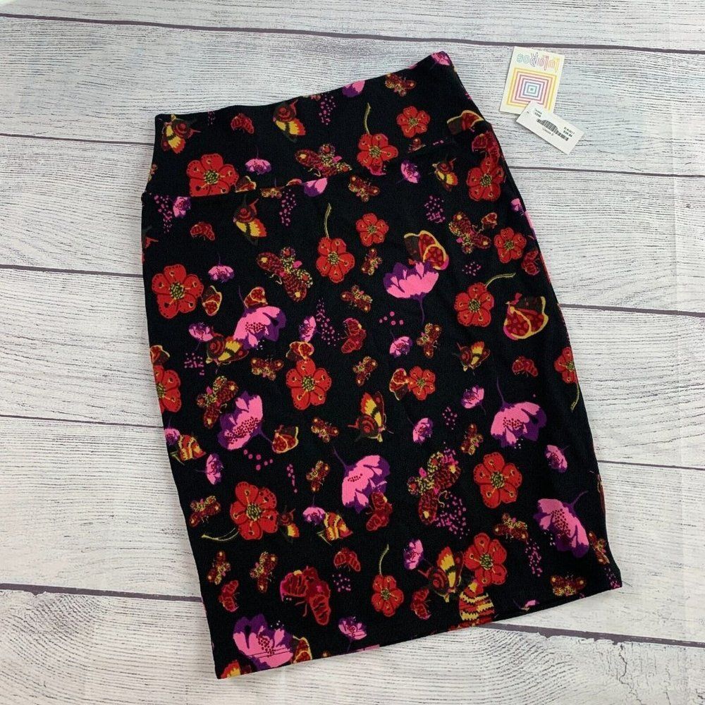 LuLaRoe Pencil Skirt sz S Colorful Stretch Cassie Style New NWT Floral Flowers